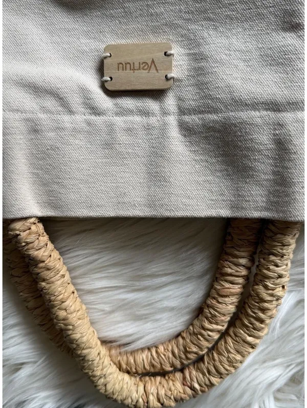 Ventuu Beige Canvas Tote Bag with Wrapped Handles - Image 7