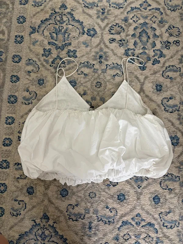 ZARA White Bubble Tank Top - Image 3