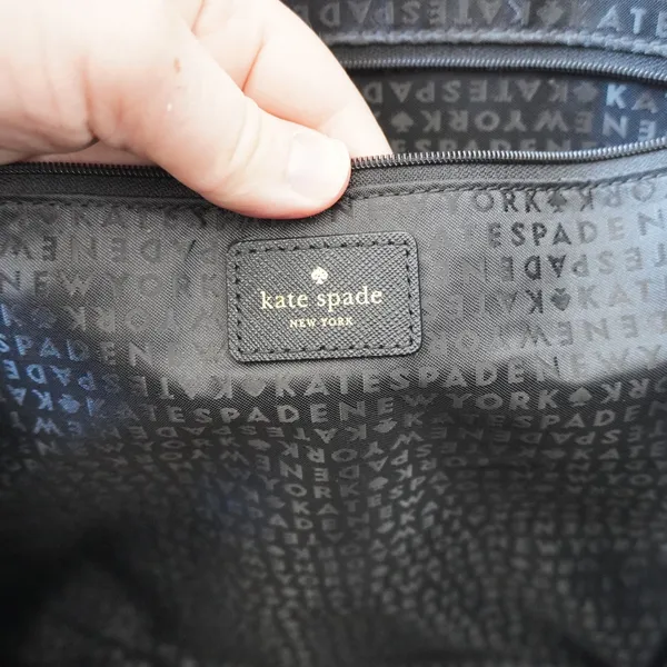 Kate Spade New York Black Saffiano Leather Drawstring Tote Bag Gold Hardware - Image 12