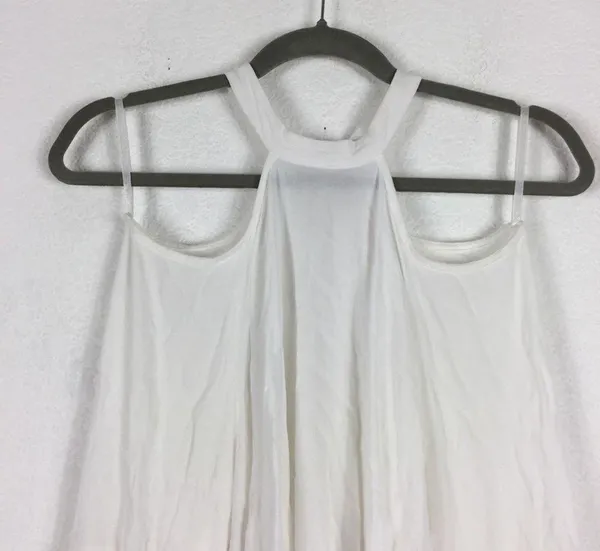 Free People Drift Away White Cold Shoulder Balloon Sleeves Tunic Dress Medium - Image 5