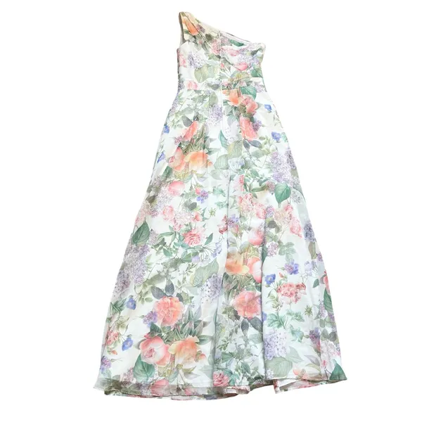 Davids Bridal NWOT Floral One Shoulder Printed Chiffon‎ Maxi Dress F18055P 2 - Image 4