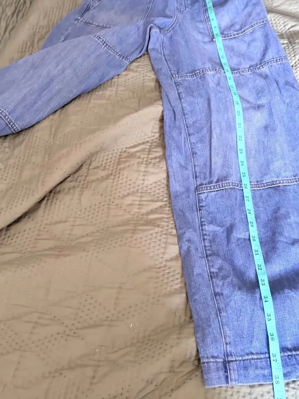 GAP Denim High Rise Wide Leg Drawstring Jeans Size S - Image 7