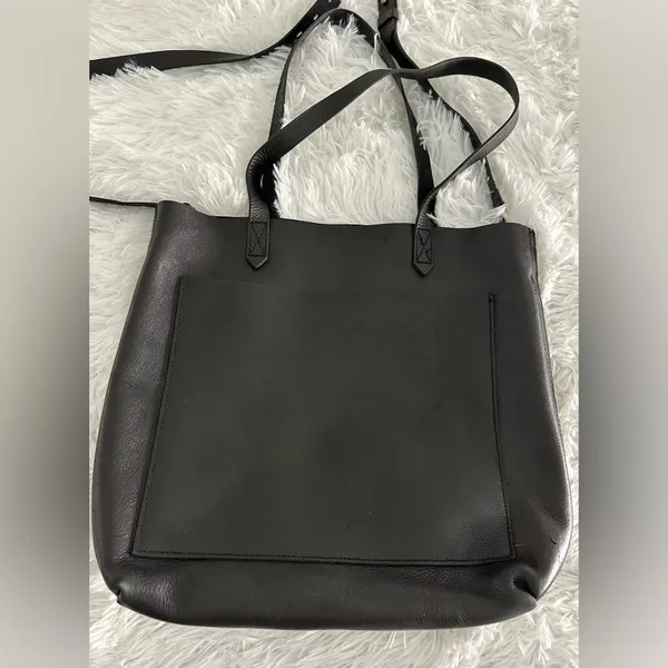 MADEWELL‎ The Medium Transport Tote Black Leather Bag Handbag - Image 4