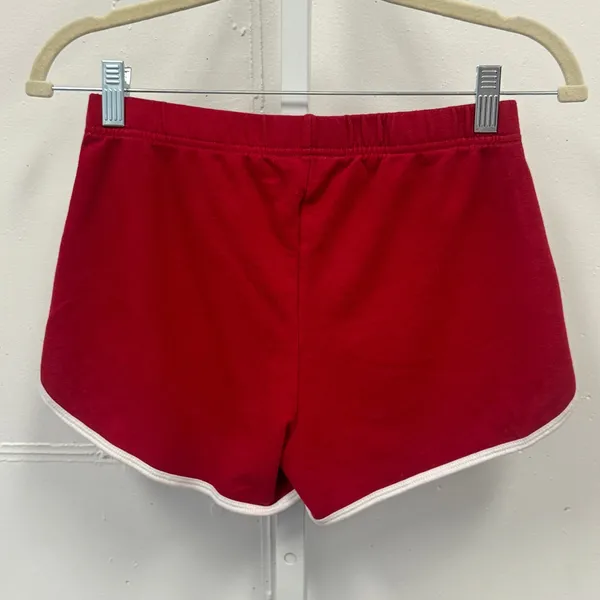 Hollister Womens High Rise Dolphin Shorts Red White Athletic Logo XS Sporty - Image 2