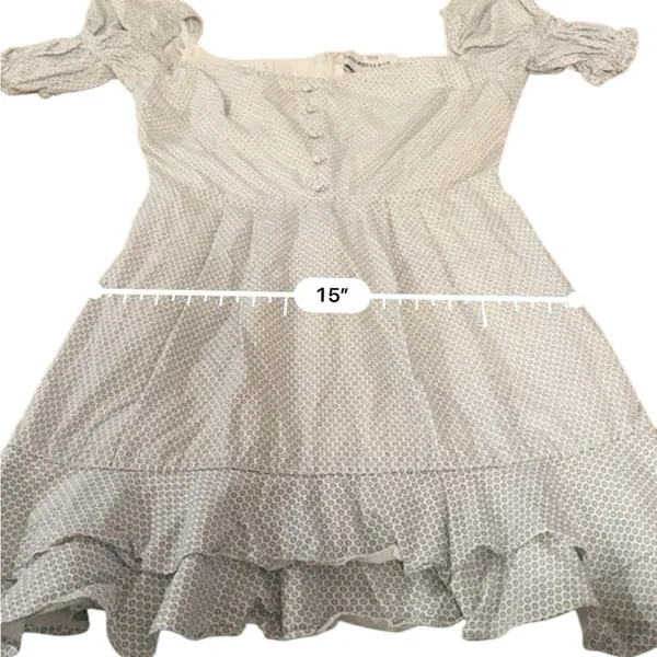 RTR Stylestalker Kelly White & Blue Micro Print Puff Sleeve Mini Dress Sz‎ XS - Image 12