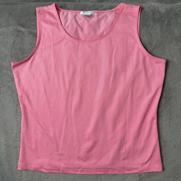Womens Pink Shimmery Tank‎ Top Cami Blouse Size M Sparkly Layering Stretch Shell - Image 2