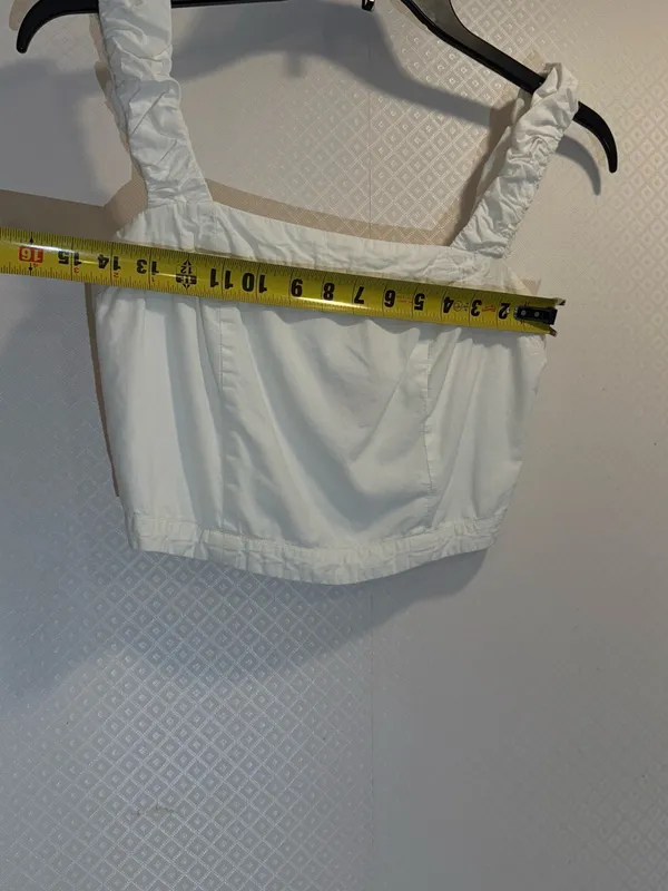 NWOT Free People Cream Elastic-Waist Cotton Ruffle Top - Image 6