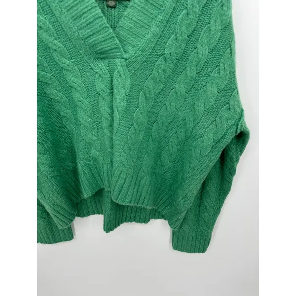 American Eagle Sweater Women Small Kelly Green Fisherman‎ Hoodie Boxy Oversized - Image 3