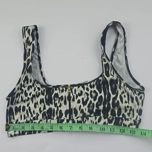 Varley 75N Animal Print Bikini Top‎ Front Zipper Size Large - Image 5