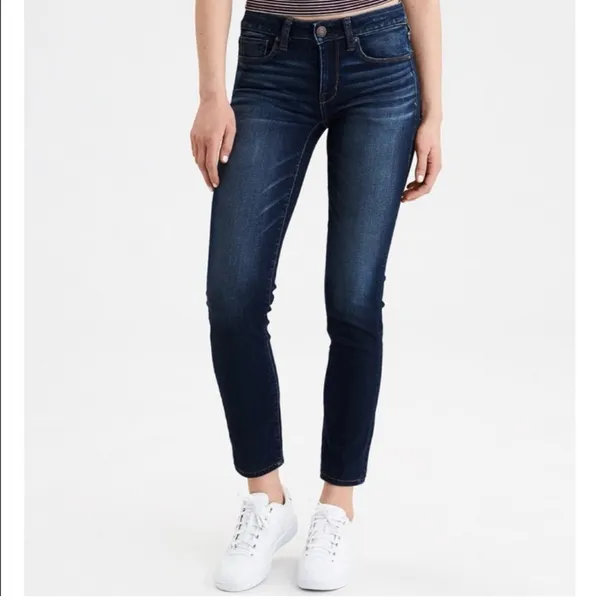 American Eagle Skinny Super Stretch Ankle Jeans Dark‎ Blue Size 8 Long - Image 2