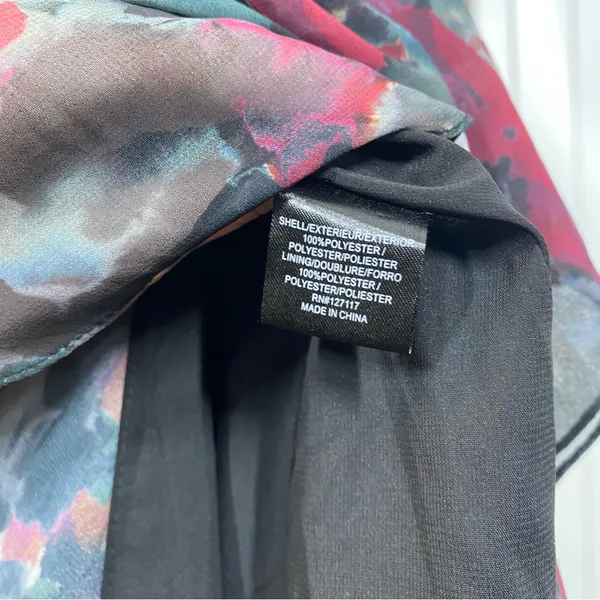 Badgley Mischka Pleated Floral Gown Size‎ 4 Gray Black Burgundy formal wedding - Image 7