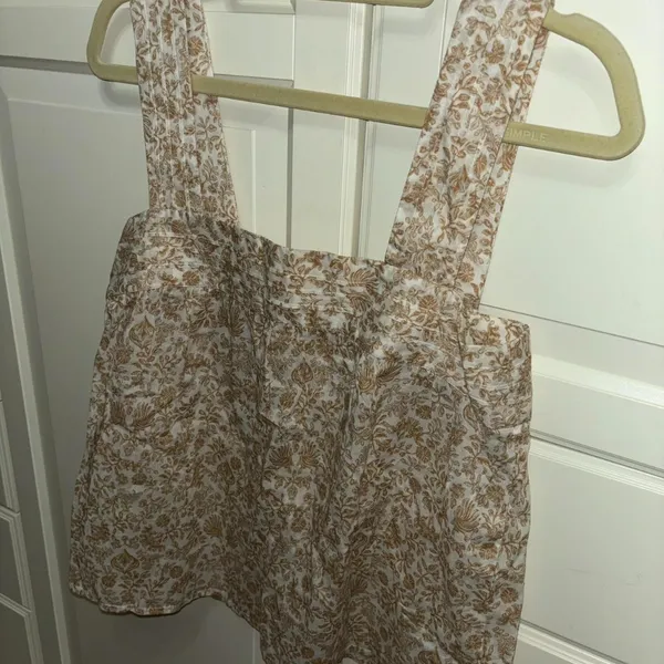 Faherty Ozette Vines Tank Top Floral Organic Cotton Square Neck - Image 3