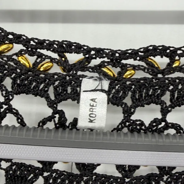 Vintage Korea Black Crochet Gold‎ Beaded Open Knit Boho Festival Vest - Image 4