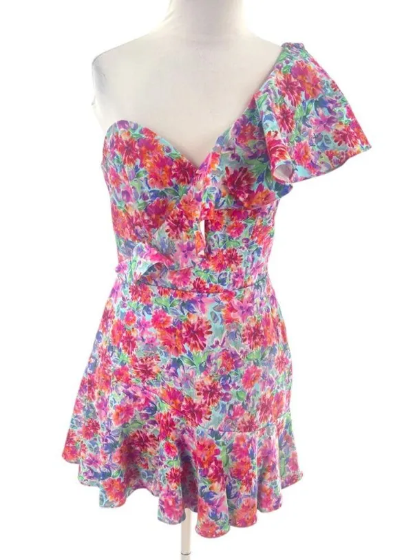 Amanda Uprichard x Revolve Mckinnon one shoulder floral mini dress in formosa S - Image 5