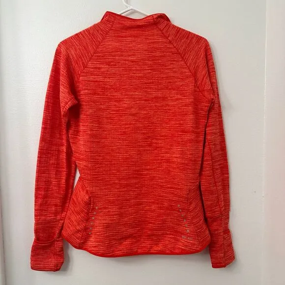 Nike Shirt Women's Small 1/4 Zip‎ Running Pullover Heathered Orange Thumbhole - Image 7