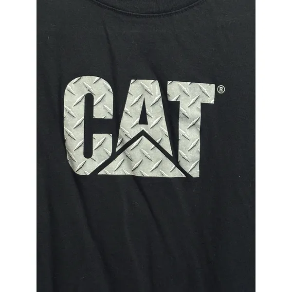 CAT Short Graphic Logo Short Sleeve T-Shirt Size M Cotton Casual - Image 2
