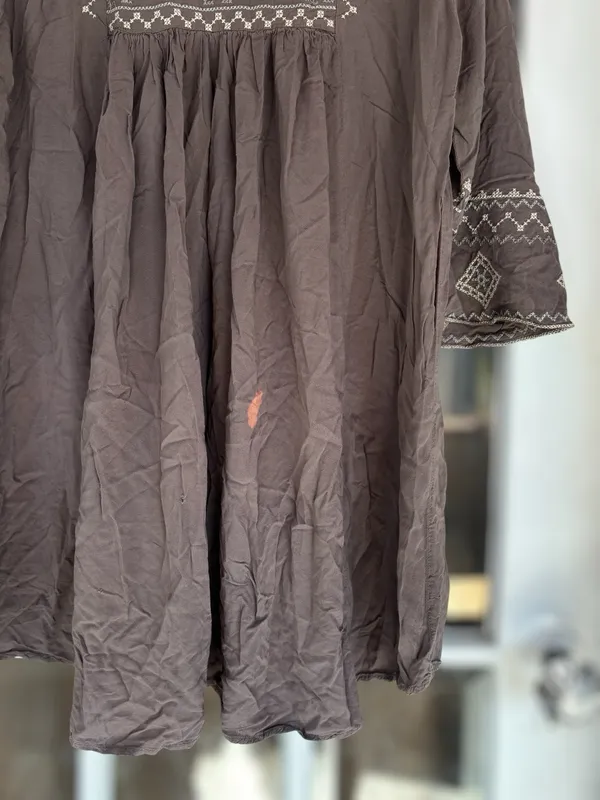Monoreno Women's Large Brown Southwestern Embroidered Peasant Boho Tunic Top - Image 12