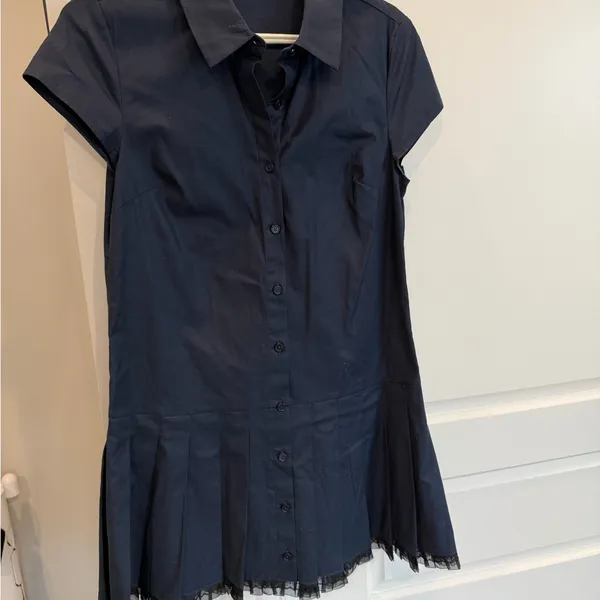 Reformation Navy Shirt Dress Mini - Image 4