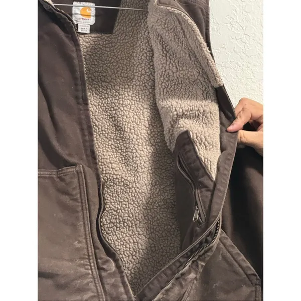Carhartt Women's Vest Duck Sherpa Lined Work Wear Brown 1X 104224-DKB - Image 3
