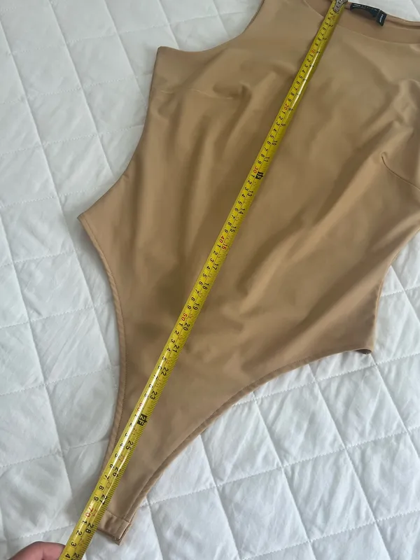 ASOS Beige Sculpting Thong Bodysuit High Neck Sleek Minimalist US 6 - Image 6