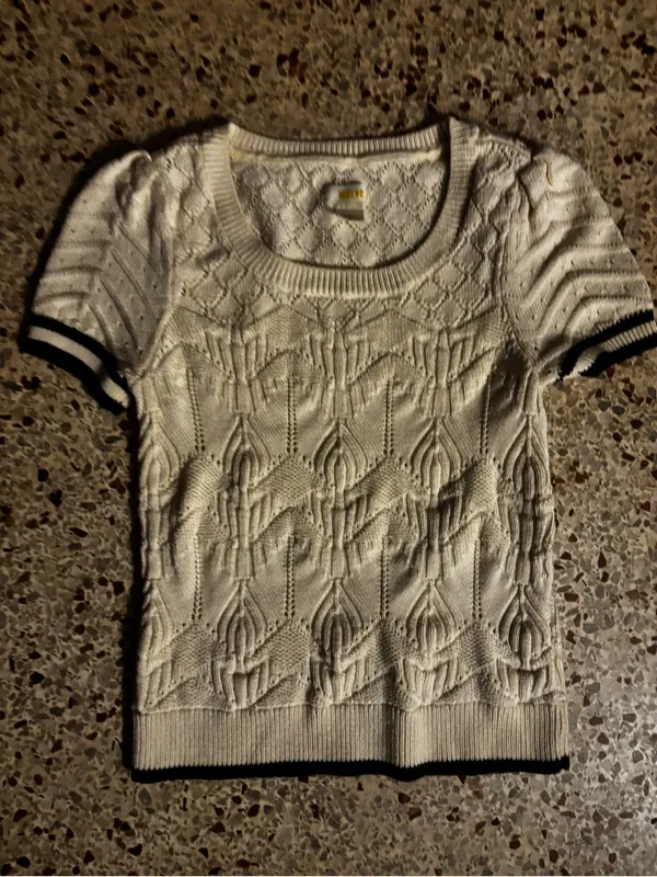 Maeve Short-Sleeve Pointelle Sweater small - Image 7