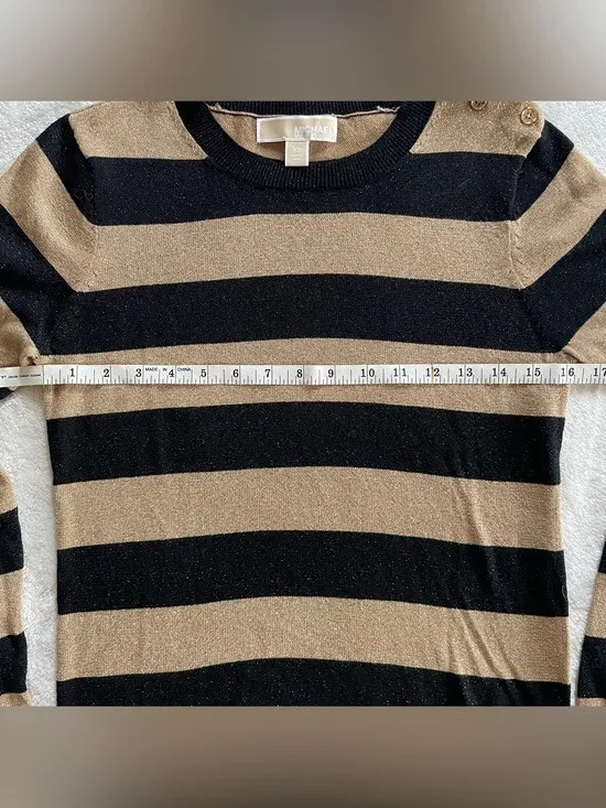 Michael Kors Gold and Black Striped Sweater size XS - Image 8