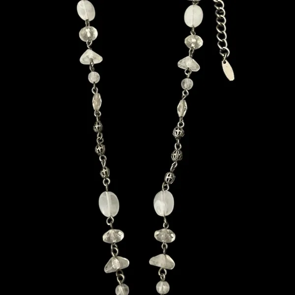 VTG VCLM Ornate Silver Tone Cross Pendant Necklace Rhinestones - Image 5