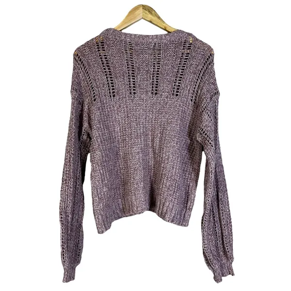 American Eagle Pointelle Marled Knit Oversized Sweater Mauve Open Stitch Size M - Image 5
