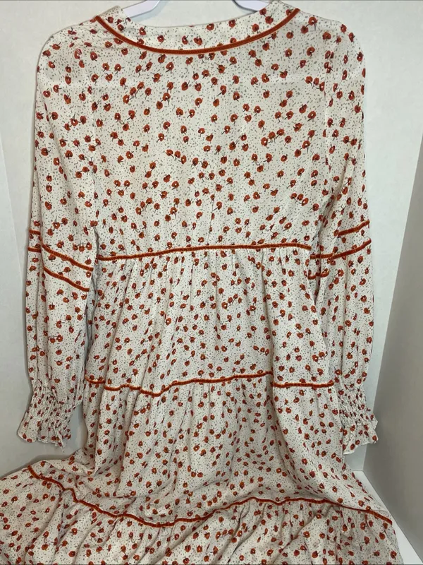Nasty Gal Plant You See Maxi Dress, Size 4 Deep V-neck Floral Retro 70s Inspired - Image 8
