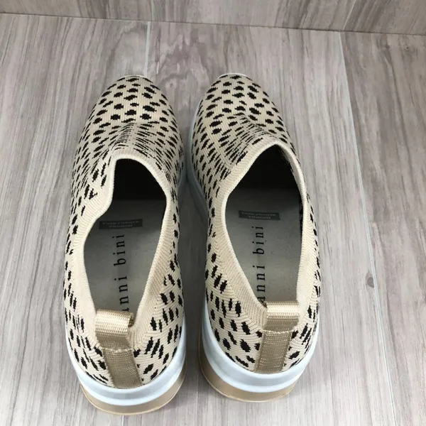 Gianni Bini Beige & Black Leopard Knit Slip-On Platform Sneakers Size 8 - Image 11