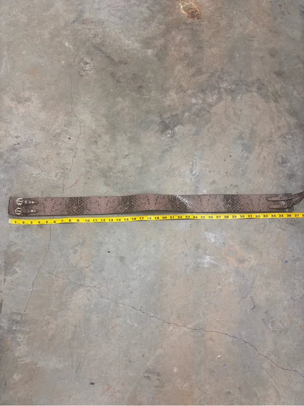 Vintage Y2K Vegan Snakeskin Wide Waist Belt Double Buckle Cinch Belt Large - Image 3