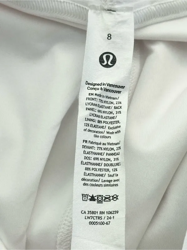 Lululemon Luxtreme High-Rise Tennis Short 3.5" White Size 8 - Image 6