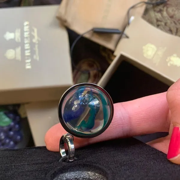 Authentic BURBERRY Silver U crystal ball Key/charm - Image 6