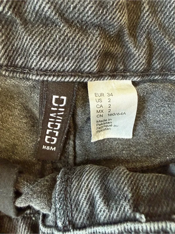 H&M Black Washed Cargo Wide Leg‎ Jeans Size 2 Bikercore - Image 4
