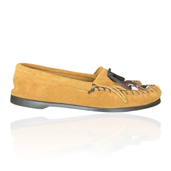 Minnetonka Thunderbird Animikii Moccasins Womens Size 10 Beaded Fringe Slip On‎ - Image 4