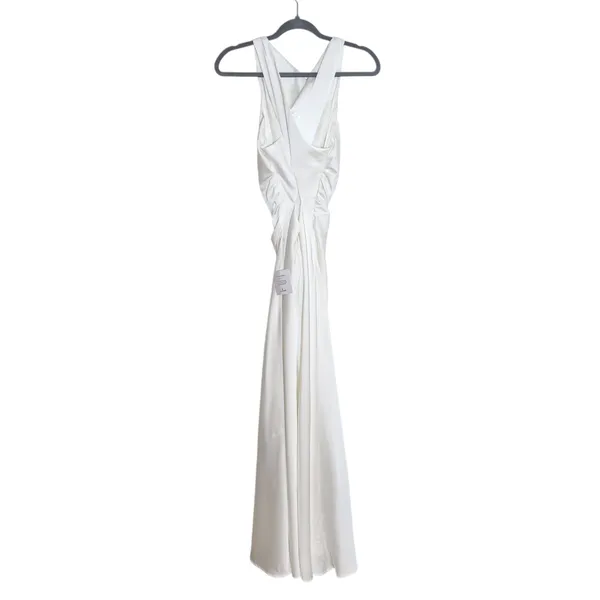 Lulus White Satin Draped Neck Sleeveless Dress Size Small NWT - Image 4