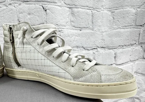 P448 Woman’s Dama Skate High-Top Sneakers Size 39 White/Multicolored Zip Italy - Image 8