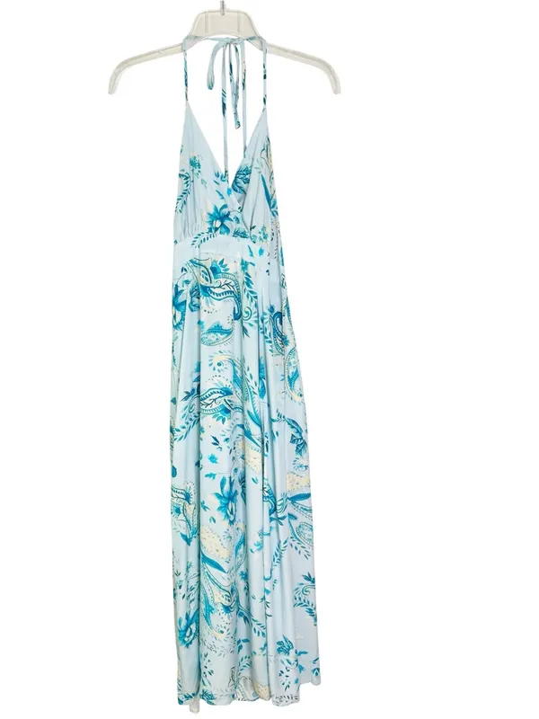 NWT Cupshe Dusk Delight Tropical Maxi Dress Blue Size S - Image 5