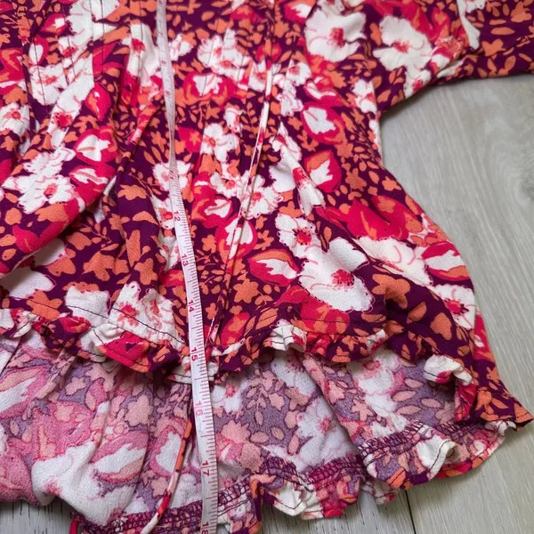 Free People Sweet‎ Memories blouse fruit punch combo boho floral ruffle size s - Image 13