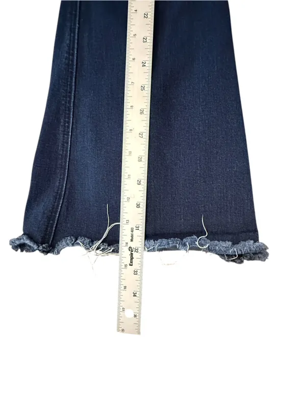 Flying Monkey High Rise Flare Jeans Women’s Size 25 Dark Wash Raw Hem Stretch - Image 11