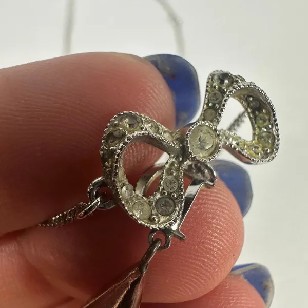 Christian Dior Letter “D” Y-Drop Silver Tone Rhinestone Pendant Necklace - Image 3