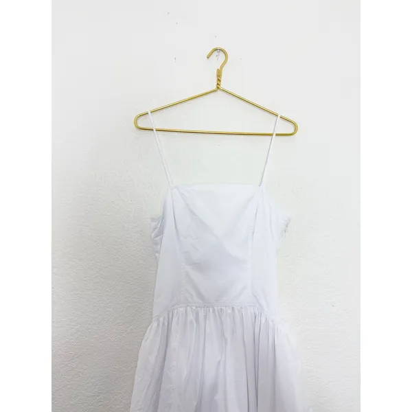 Madewell White Seamed Poplin Midi Sundress Size 6 Drop Waist Chic Quiet Luxury - Image 5