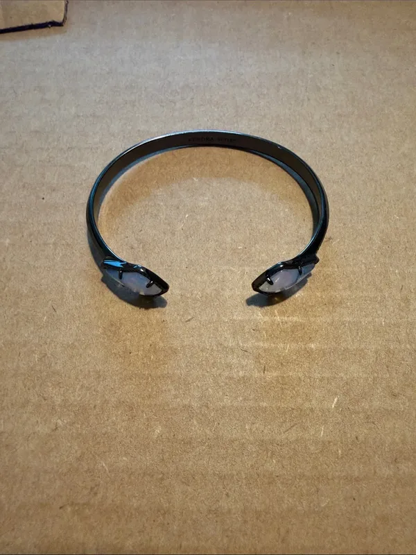 Retired Kendra Scott Liana Gunmetal Dichroic Glass Cuff Bracelet - Image 2