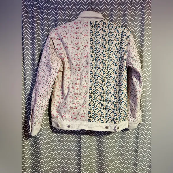 Blank NYC | Floral Patchwork Denim Tucker Jacket, XS - Image 7