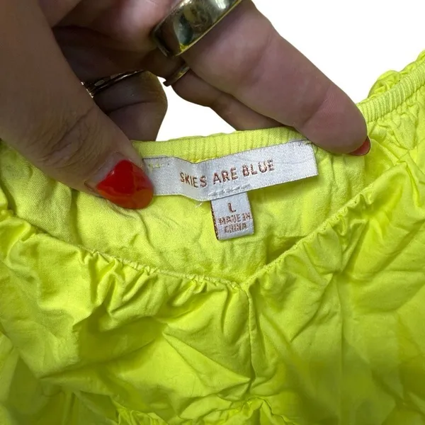Skies are Blue Lime Yellow Tiered Maxi Dress Large - Image 5