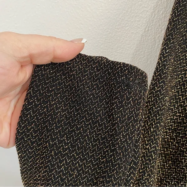 Lauren Ralph‎ Lauren Metallic Gold Black Ruched Sheath Dress Size 10 - Image 6