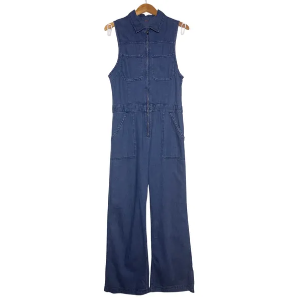 NWT FREE PEOPLE Women’s Wind and More Retro Denim Zip front Jumpsuit - Image 3