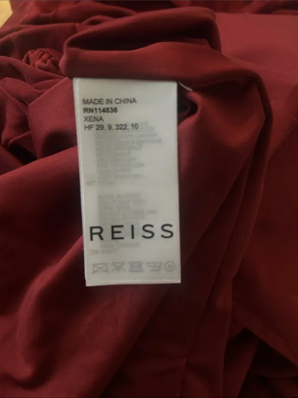 REISS Xena Halterneck Draped Maxi Dress Size UK 10/US 6 $345 Burgundy - Image 5