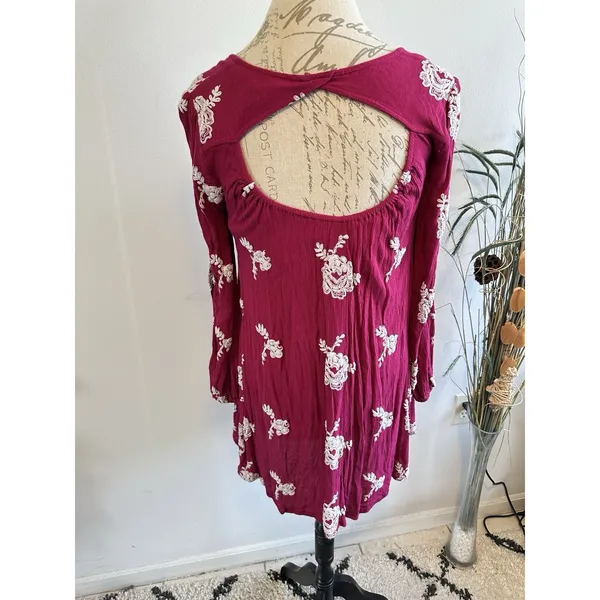 Free People | Austin Emma Embroidered‎ Floral Boho Mini Dress Size XSmall - Image 3