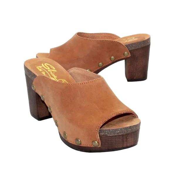 Sbicca Montrose Genuine Suede Clog Mule Heeled Sandal Tan 9 - Image 2